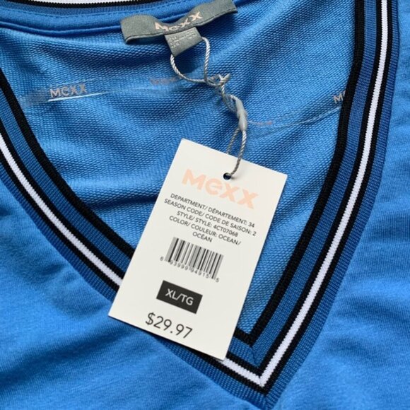 Mexx Athletics V-neck Sweater Top Pullover Blue Womens Size XL - Picture 5 of 7